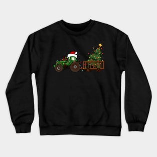 Funny farming tractor graphic Christmas tree farmer Xmas lights gift Crewneck Sweatshirt